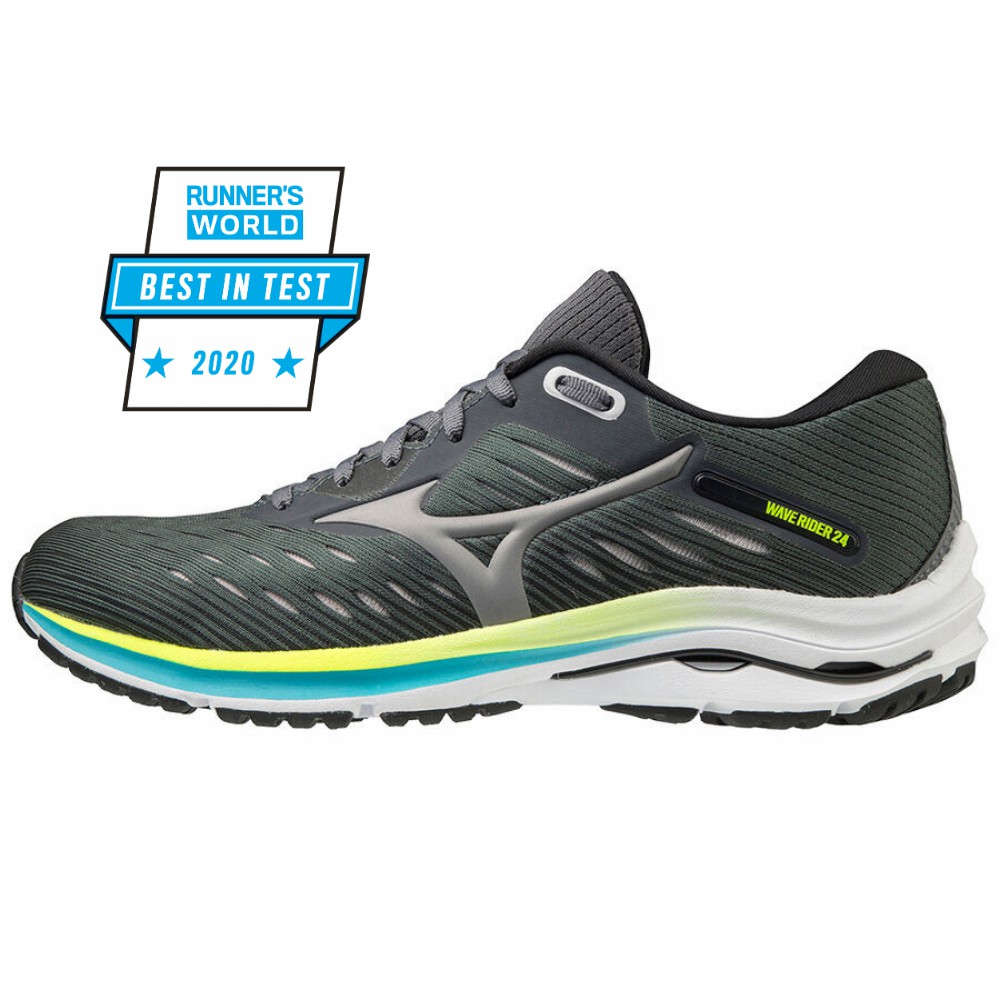 Mizuno Wave Rider 24 - Bayan Koşu Ayakkabısı - Gri/Mavi Türkiye (SOBNFK-958)